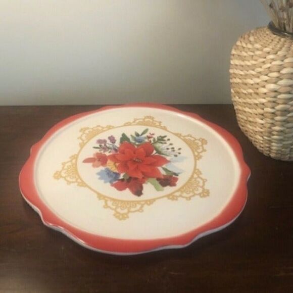 🦋 New PIONEER WOMAN (No Dome) Winter Bouquet 10.4-Inch Cake Plate - Picture 4 of 7